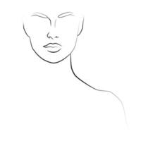 Fashionable abstract female face with one line with abstract shapes. vector