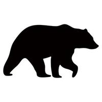 Black silhouette of a bear on a white background. vector