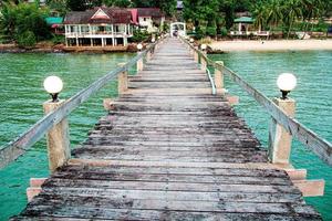 A wooden walkway that stretches into the sea. vacation travel concept photo