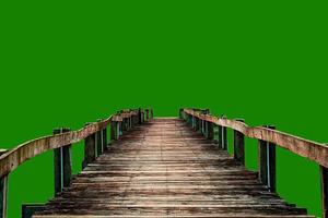 classic wooden bridge on colored background with clipping path photo