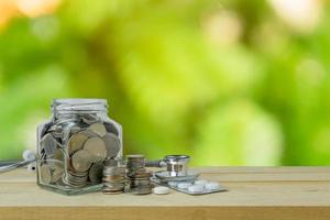 Savings plans for Healthcare and Medicine, financial concept photo