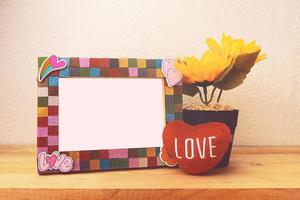 Picture Frame and sunflower for Home Decoration photo