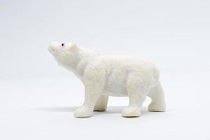 polar bear model isolated on white background, animal toys plastic photo