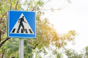 Pedestrian crossing traffic sign pole photo