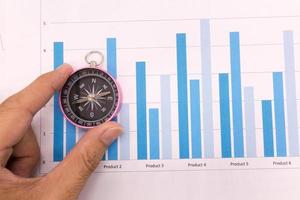 Compass and Business graphs, Finance Concept photo