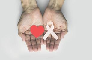 Man holding white ribbon. violence against children and women photo