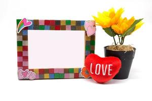 Picture Frame and sunflower for Home Decoration, isolated background photo