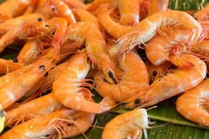Close up of fresh boiled tiger shrimp photo
