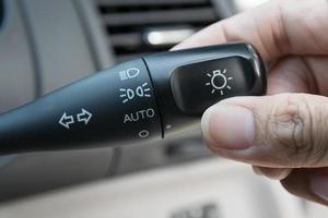 Car interior with light switch photo