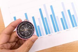 Compass and Business graphs, Finance Concept photo