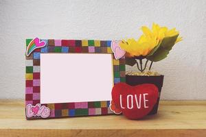 Picture Frame and sunflower for Home Decoration photo