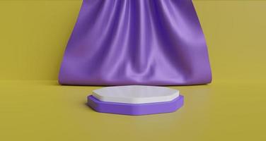 Magenta and yellow product podium  background with fabric backdrops photo