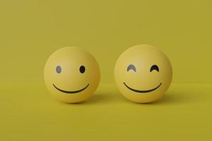 sonrisa emoji con fondo amarillo renderizado 3d foto