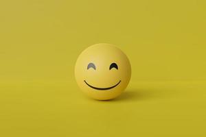 sonrisa emoji con fondo amarillo renderizado 3d foto