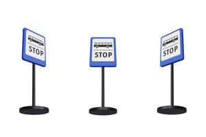 3D Render ilustración señales de tráfico de parada de autobús foto