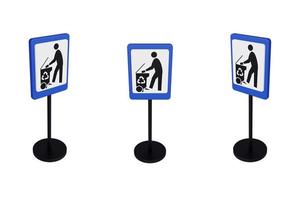 3d render illustration traffic signs of Waste disposal photo