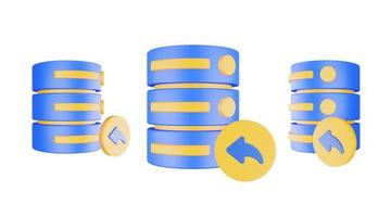 3d render database server icon with previous icon isolated photo