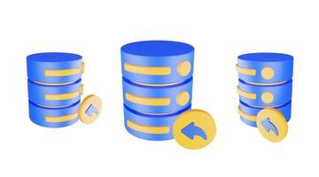 3d render database server icon with previous icon isolated photo