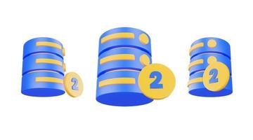 3d render database server icon with two icon isolated photo