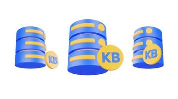 3d render database server icon with kilobyte icon isolated photo