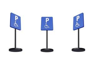 3D Render ilustración señales de tráfico de la zona de estacionamiento para sillas de ruedas foto