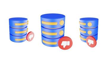 3d render database server icon with unlike icon isolated photo