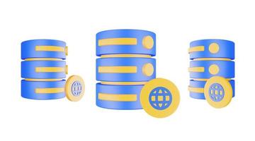 3d render database server icon with web icon isolated photo