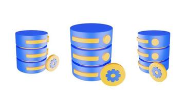 3d render database server icon with setting icon isolated photo