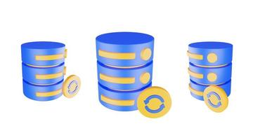 3d render database server icon with backup file icon isolated