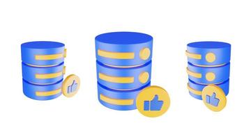 3d render database server icon with like icon isolated photo