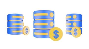 3d render database server icon with money icon isolated photo