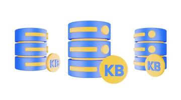 3d render database server icon with kilobyte icon isolated photo