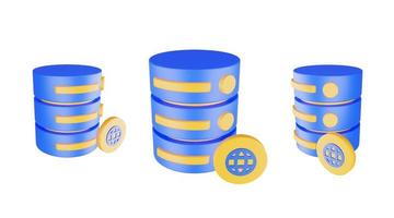 3d render database server icon with web icon isolated photo