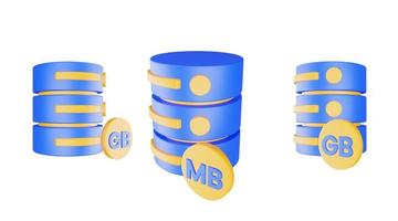 3d render database server icon with megabyte icon isolated photo