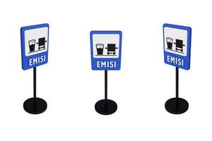 3d render illustration traffic signs of Emission service station photo