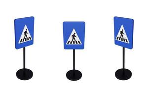 3D Render ilustración señales de tráfico de paso de peatones foto