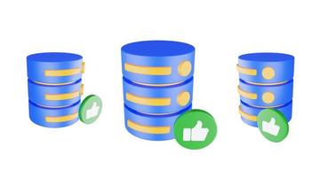 3d render database server icon with like icon isolated photo