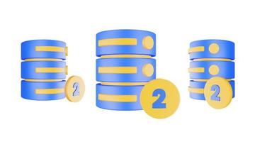 3d render database server icon with two icon isolated photo