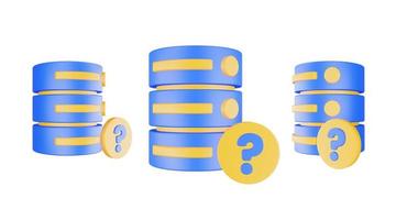 3d render database server icon with question mark icon isolated photo