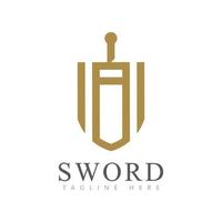 Sword Logo icon with A letter initial logotype vector