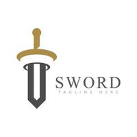 Sword Logo icon with T letter initial logotype vector