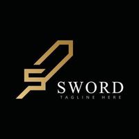 Sword Logo icon with A letter initial logotype vector