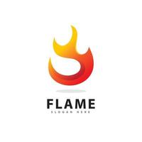 símbolo de logotipo de llama de fuego abstracto con color degradado vector