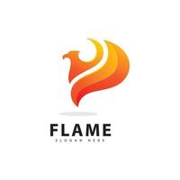 símbolo de logotipo de llama de fuego abstracto con color degradado vector