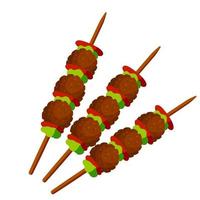 Meat ball on stick. Food for grilling and Barbecue vector