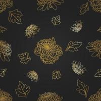 Seamless pattern with a golden chrysanthemum flowers. vector