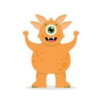 Cute funny big orange monster, with one eye. vector