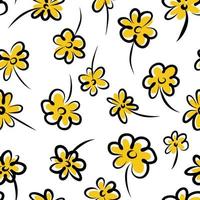 Seamless pattern of yellow wildflowers on a white background vector