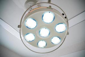 Included surgical lamp close-up during surgery, Close-up. The surgical light turns on and off photo
