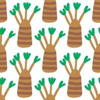 Cute forest seamless pattern with cartoon summer trees in flat style. Woodland background. vector